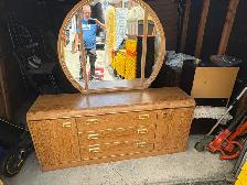 Free delivery used Oak Dresser with Mirror - Photo 5
