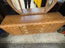 Free delivery used Oak Dresser with Mirror - Photo 6