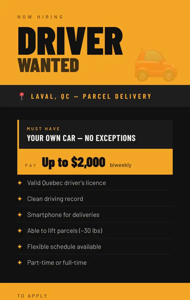 parcel delivery job