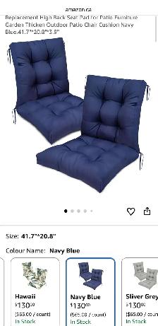 Outdoor Patio Chair Cushions with Back Support – Set of 2 - Photo 8