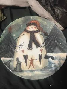 Decorative Snowman Wall Art Plate