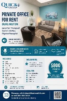 Private Office for Rent - 3 mins from QEW and Walkers