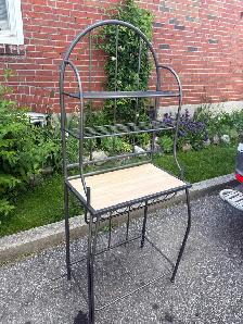 Free delivery used Metal Baker's Rack with Wood Shelf - Photo 4