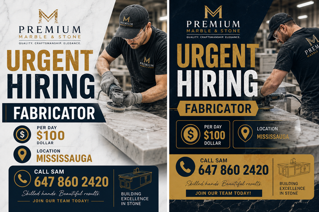 Need Fabricator Urgent Hiring – Stone & Marble Fabricator