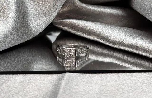 14KT White Gold Princess Cut 1CT Diamond Ring $1345