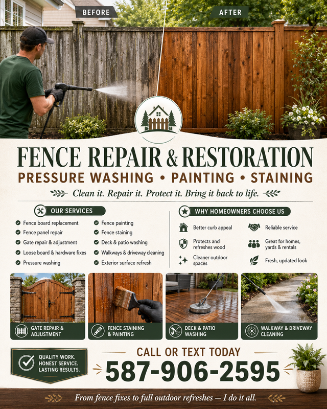 DECK & FENCE REPAIR WITH PRESSURE WASHING SERVICES