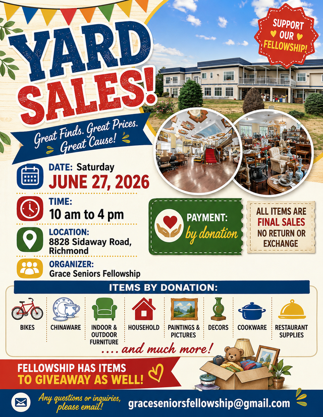 HUGE COMMUNITY YARD SALE – EVERYTHING BY DONATION!