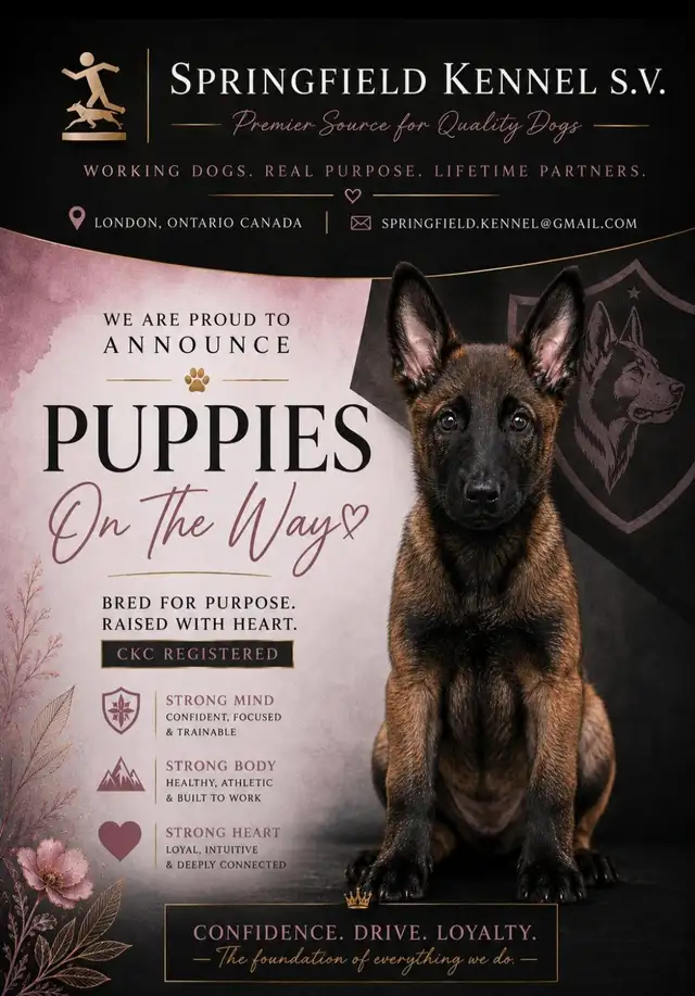 CKC Reg Dark Malinois puppies for Sale (On Parle Le Francais)