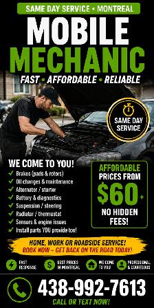 CAR TROUBLE? NO NEED FOR A GARAGE — I COME TO YOU