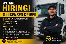 NOW HIRING – G LICENSED DRIVER