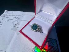 #865 - 925 Sterling Silver, Blue Diamond Ring, Size 8 - Photo 7
