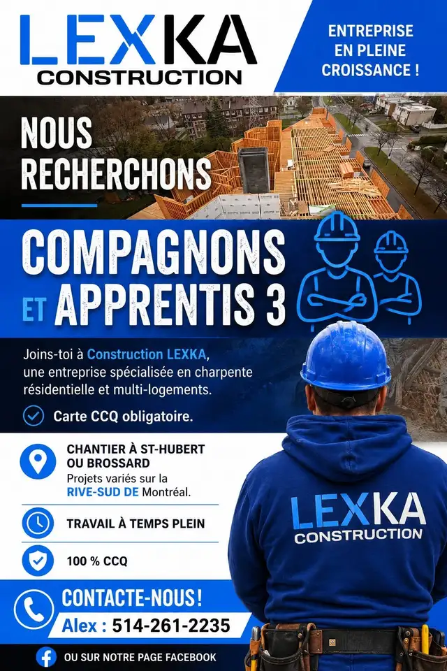 Emplois charpentier menuisier