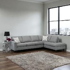 New Sectional Sofa With RHF Corner Chaise - Grey Huge Sale