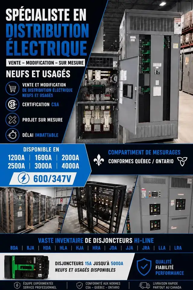 Distribution électrique 1200A à 4000A 600/347V neuve