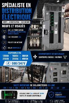 Distribution électrique 1200A à 4000A 600/347V neuve
