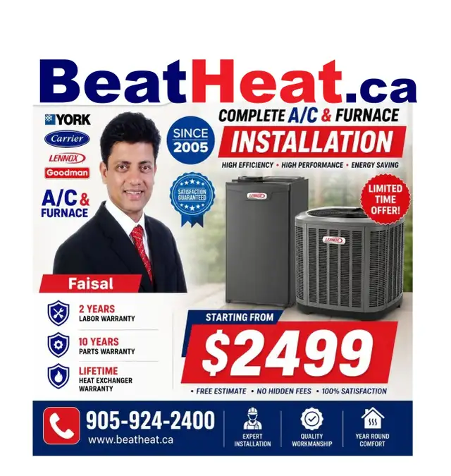 Lennox Goodman 15 SEER Air conditioner from $2499, Furnace $2299