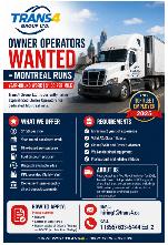 NOW HIRING – OWNER OPERATORS Montreal Runs | Year-Round Work