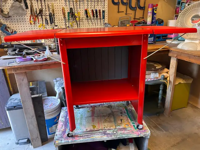 Fire Red Worktable or Could Be Bbq Bench
