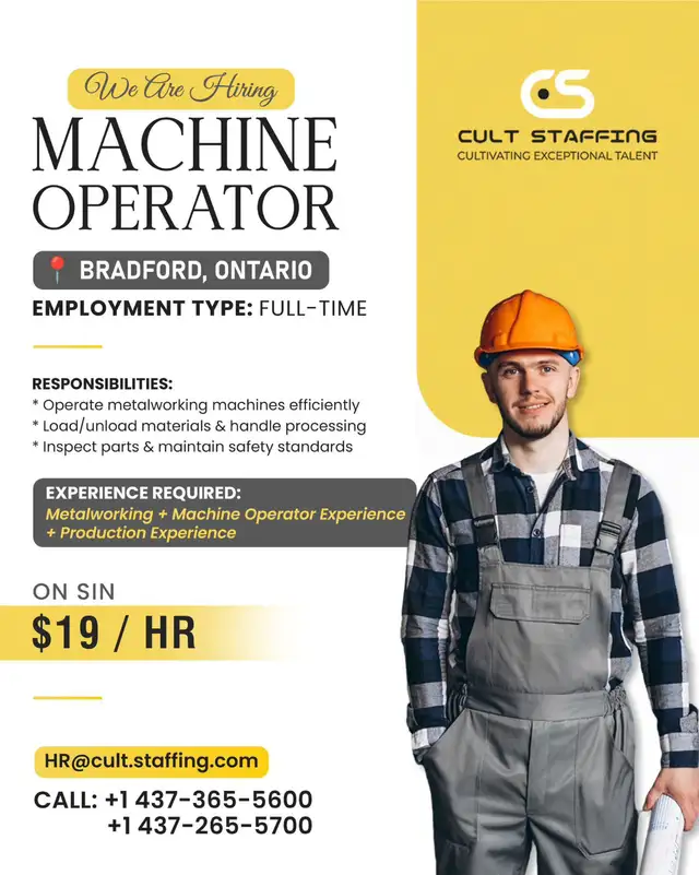 Hiring: Machine Operator