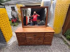 Free delivery antique Wooden Dresser with Mirror