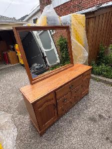 Free delivery antique Wooden Dresser with Mirror - Photo 3