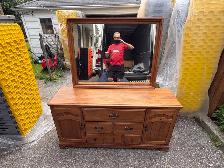 Free delivery antique Wooden Dresser with Mirror - Photo 4