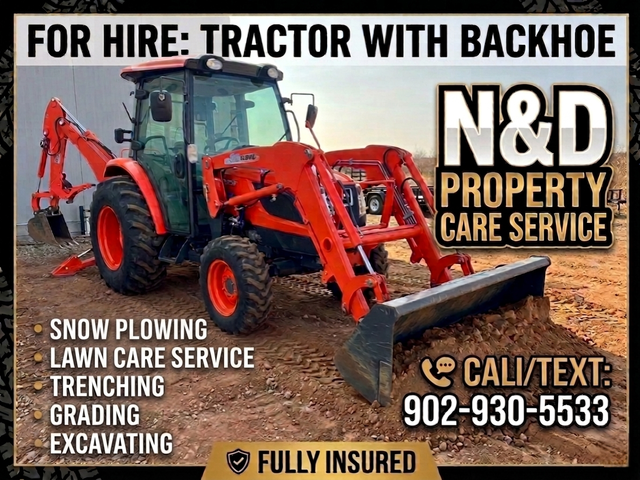 Tractor with backhoe for hire