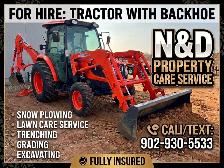 Tractor with backhoe for hire