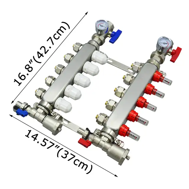 5 Loop PEX Tubing Manifolds Hydronic Radiant Floor Heating053248