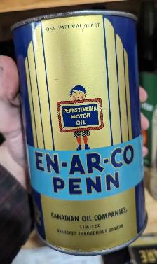 RARE 1930's VINTAGE EN-AR-CO PENN MOTOR OIL IMPERIAL QUART CAN - Photo 2