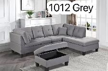 A big sale on stylish sectional couch with storage ottoman