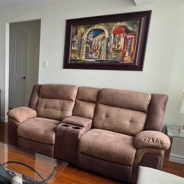 Moving sale ..couch recliner, table, chairs, lamps must go!