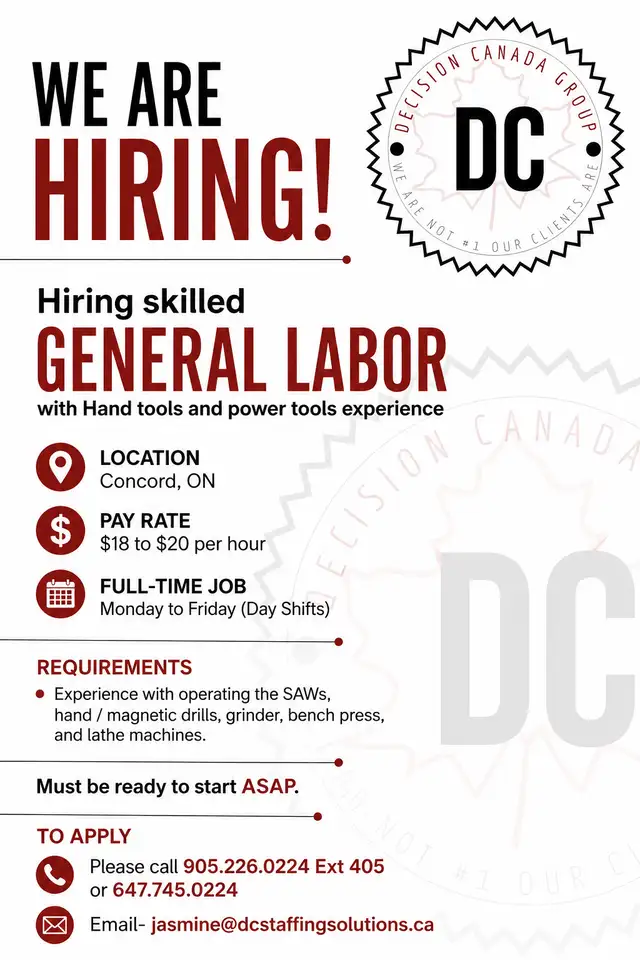 Hiring Skilled General Labor