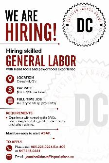 Hiring Skilled General Labor