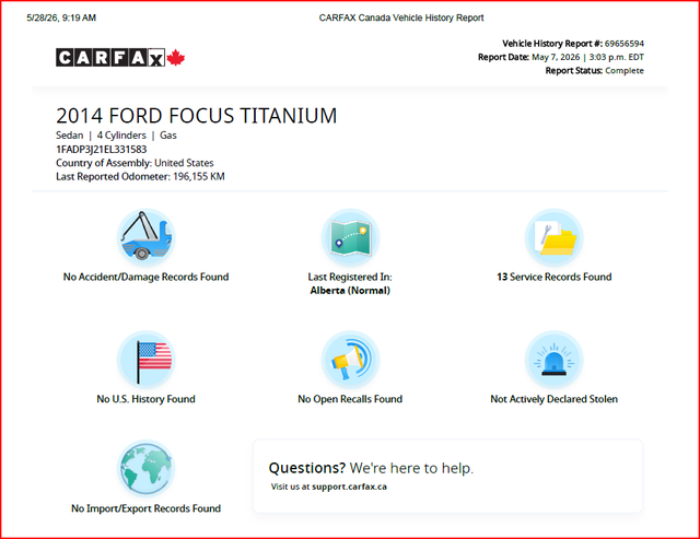 2014 FORD FOCUS top of the line (TITATIUM), with all options