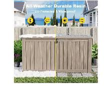 150-Gallon Outdoor Resin Deck Storage Box – Grey - Photo 4