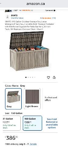 150-Gallon Outdoor Resin Deck Storage Box – Grey - Photo 7
