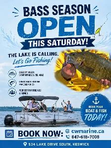 Bass Season is OPEN! Fishing Boat Rentals on Lake Simcoe