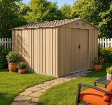 Galvanized Steel Outdoor Storage Shed – Brown