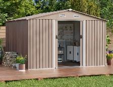 Galvanized Steel Outdoor Storage Shed – Brown - Photo 3