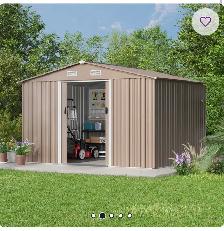Galvanized Steel Outdoor Storage Shed – Brown - Photo 7