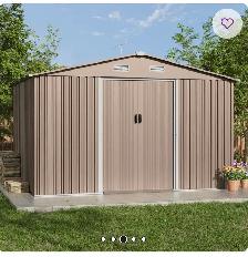 Galvanized Steel Outdoor Storage Shed – Brown - Photo 8