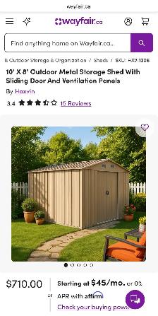 Galvanized Steel Outdoor Storage Shed – Brown - Photo 9