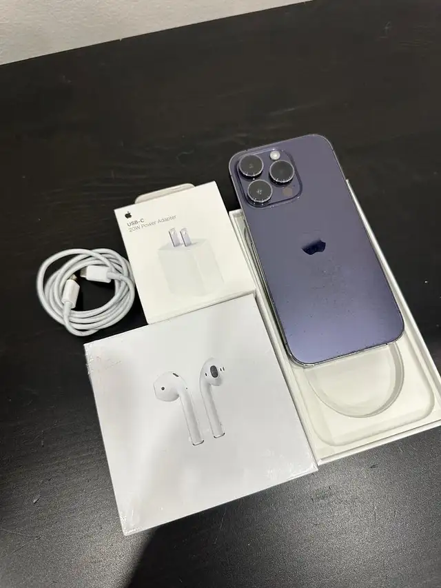 iPhone14 pro 1tb Purple Airpods/Charger Set/Delivery