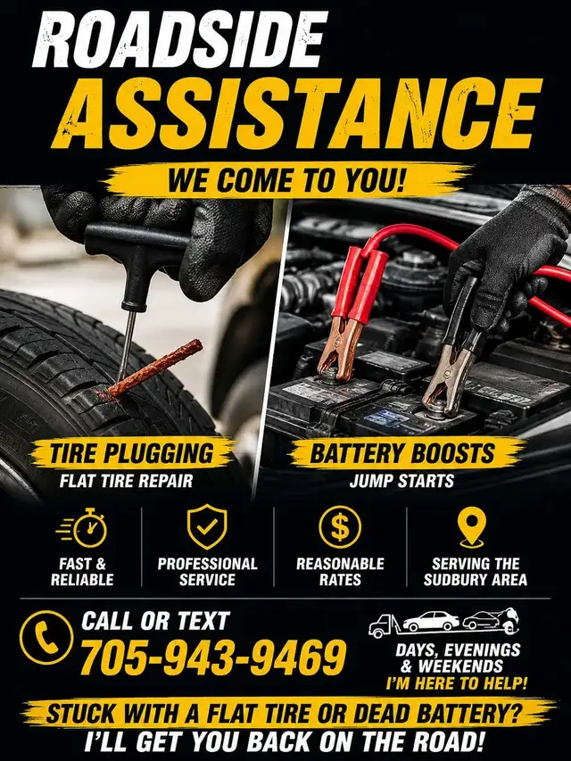Tire plugomg and boosting battery