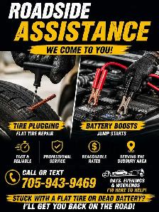 Tire plugomg and boosting battery