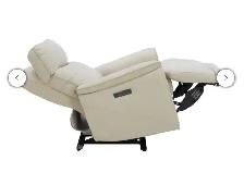Cream leather power recliner with power headrest - Photo 3