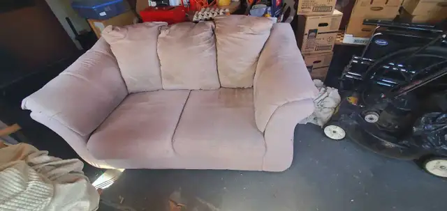 Beige Suede Loveseat