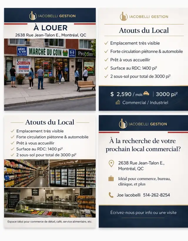ESPACE À LOUER - INDUSTRIEL / COMMERCIAL – VILLERAY / St-MICHEL