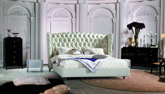 Modern Leather Platform Bed Frame-Queen Size